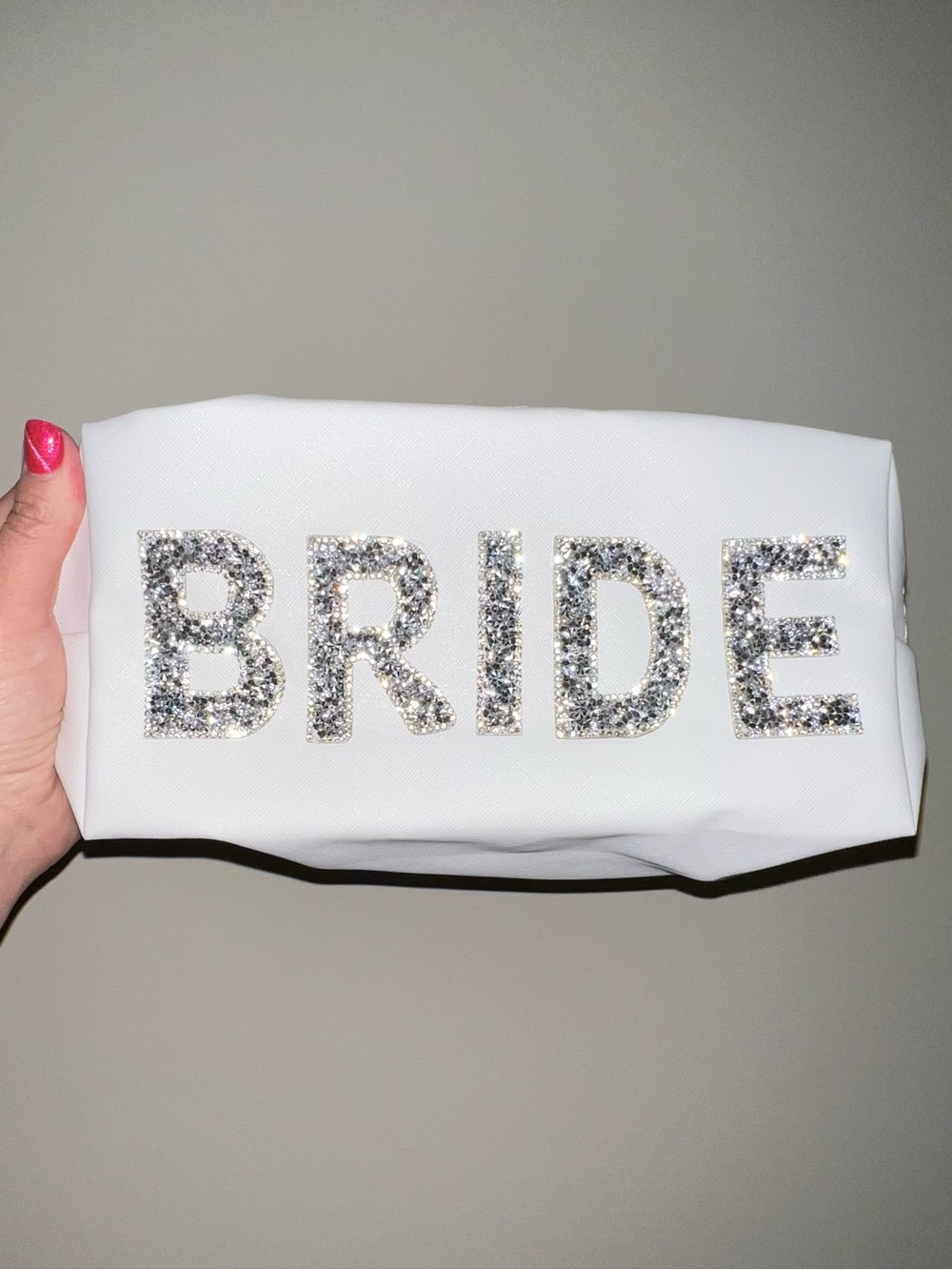 White 'BRIDE' Embellished Bridal Toiletry/Cosmetic Bag